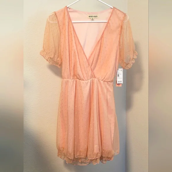 Inspires Hearts Blush Polkadot Juniors Dress - Picture 1 of 8